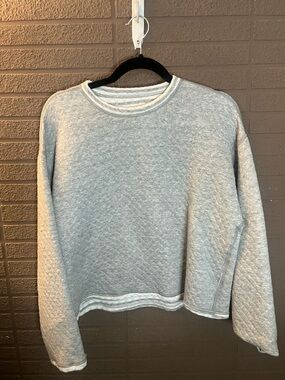 J. Crew Light Gray Quilted Crewneck Sweatshirt Reversible